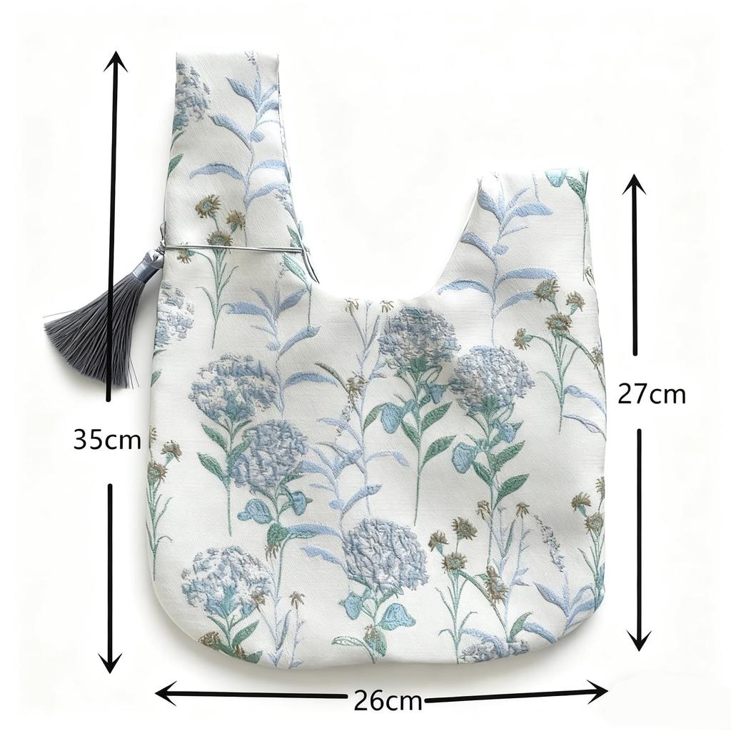 Japanese Pattern Yukata Drawstring Small Small Handheld Pouch [Samcos] Pouch, Bag, Bag, One-Handed Handbag, Handbag, Bag, (Blue)