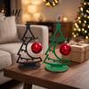 Exquisite Xmas Souvenir for Friends Christmas Tree Table Decoration, Metal Line Art Holiday Sculpture with Mini Desk Red Ball Ornament Party
