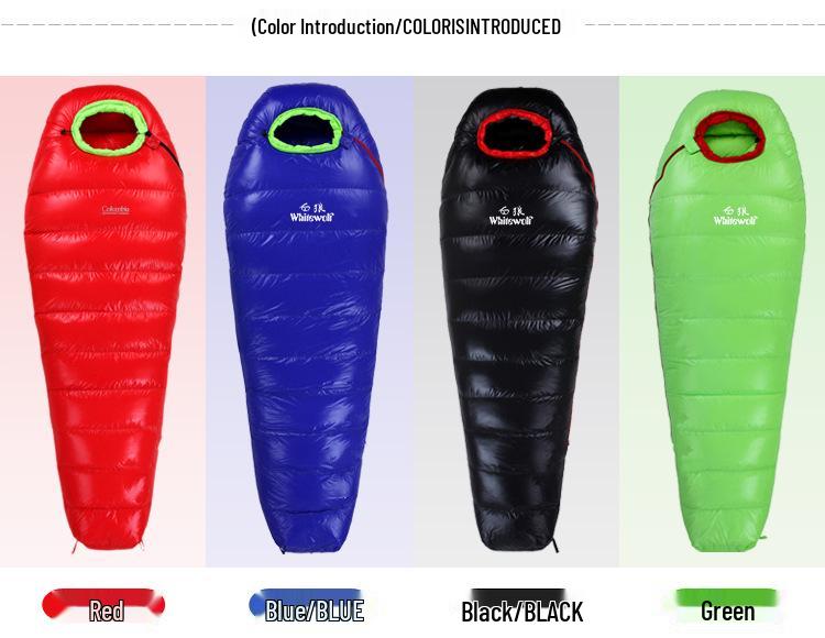 Сверхлегкий спальный мешок-мумия с утиным пухом: Теплый, Утолщенный, для Взрослого Кемпинга на Открытом Воздухе