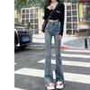 Женские джинсы микро-клеш с высокой посадкой, узкого кроя, для осени/зимы 2024, маленького размера