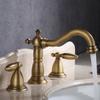 Tuqiu Antique Basin Faucet Brass Black Widespread Bathroom Faucet  Rose Gold Sink Faucets 3 Hole Hot And Cold Water Faucet Tap
