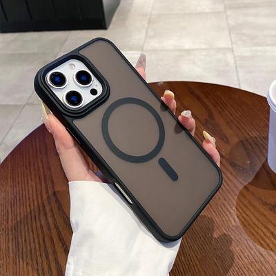 Матовый чехол для телефона с черной рамкой и магнитной фиксацией для Apple Магнитный чехол для телефона Жидкий силикон Магнитный чехол для телефона