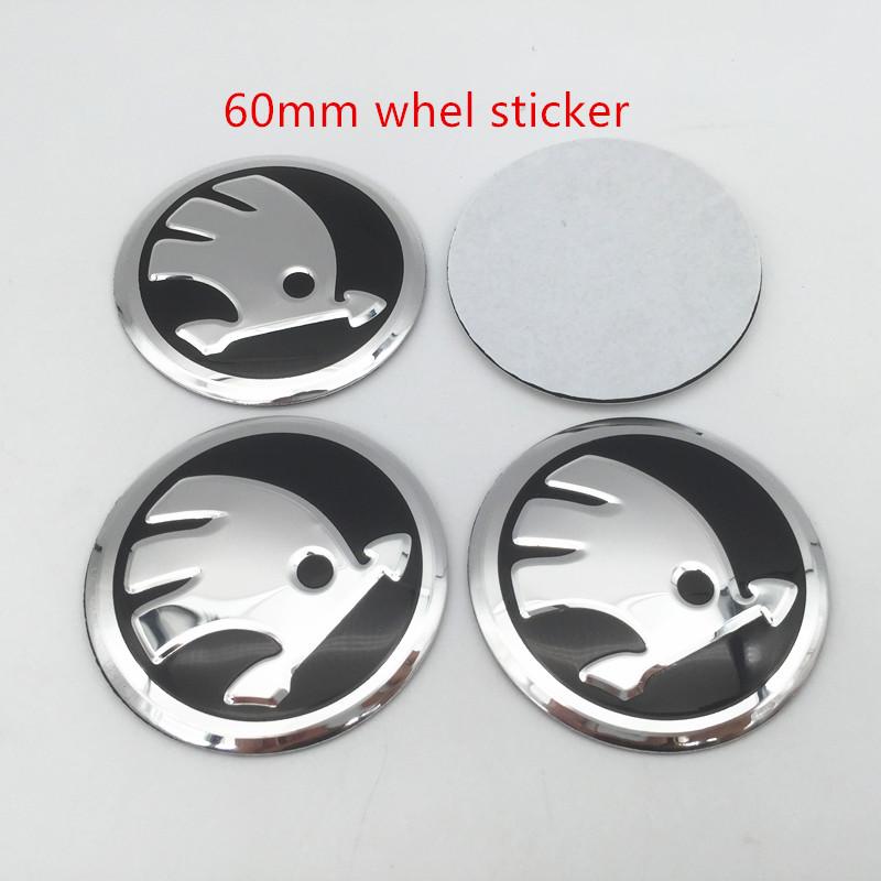 GAM1 4pcs 56mm 60mm 65mm 68mm black/green For Skoda Car emblem Wheel hub Center Cap Badge covers sticker Decals Styling accessories