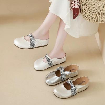 Ретро балетки одинарные туфли новые туфли с сумкой летняя обувь ленивые тапочки на одном педале женщина