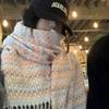 Rainbow Plaid Scarf for Women Winter Korean Version Sweet Soft Girl Student Versatile High End Scarf Thickened Warm Shawl