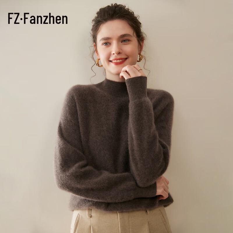FANZHEN Women's 100% Cashmere Turtleneck Sweater