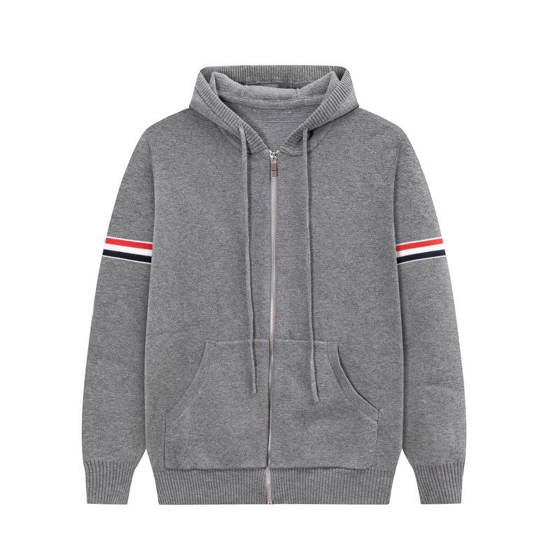 TB JL Double-Sleeve Hooded Knit Sweater Jacket – Warm, Fashionable, Versatile Zipper Style for Couples