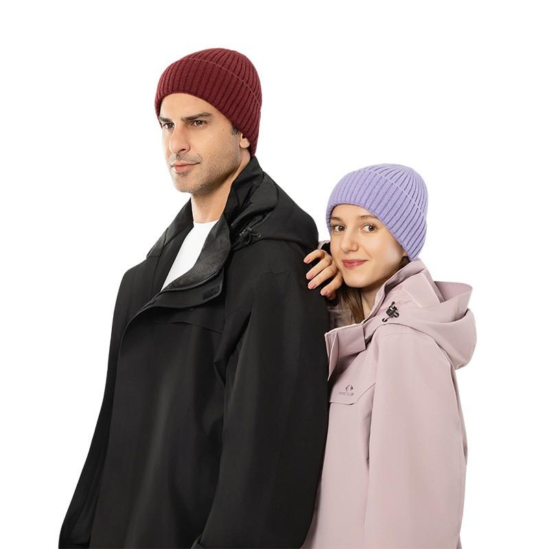Unisex Warm Knitted Beanie Hat With Wide Brim Rabbit Wool Blend Winter Ski Cap Outdoor Cold Weather
