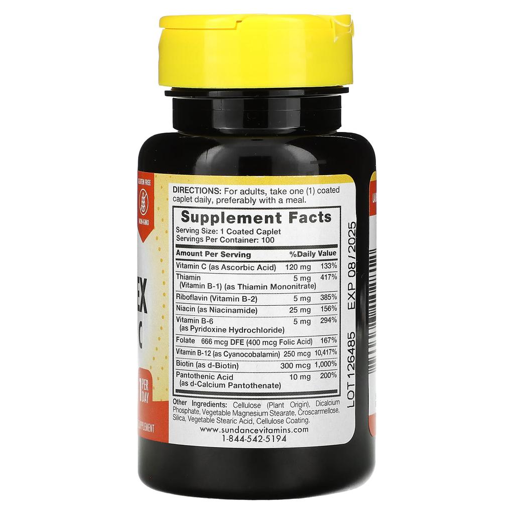 Complete B-Complex + Vitamin C, Coated Tablets 100 Tablets