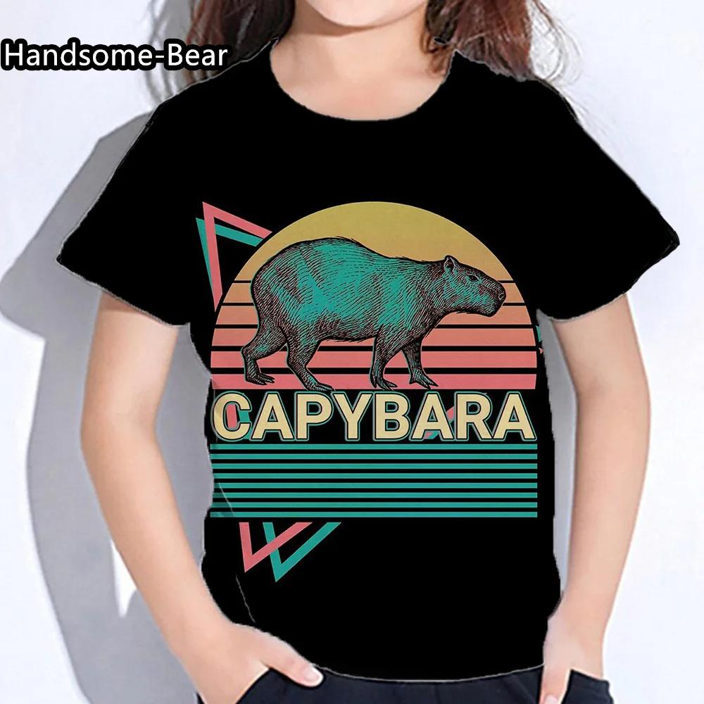 Детская одежда капибара летняя футболка с круглым вырезом для девочек