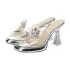 Crystal Heel High Heel Slippers Women's Outer Wear Summer 2025 New Temperament Thick Heel Fashion Sandals Women's Transparent Cool Slippers