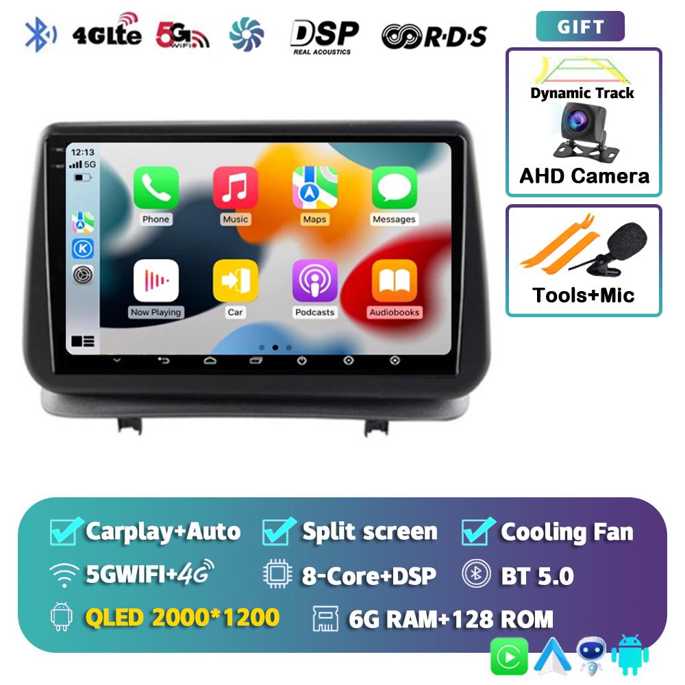 Android 14 Carplay Auto для Renault Clio 3 CLIO 3 2005 - 2014 Автомобильное радио Мультимедиа Навигация GPS Плеер Стерео WiFi+4G BT DSP