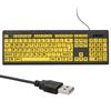 Wired USB Large Print Computer Keyboard for Low Vision Users High Contrast 104 Keys Letters for Old