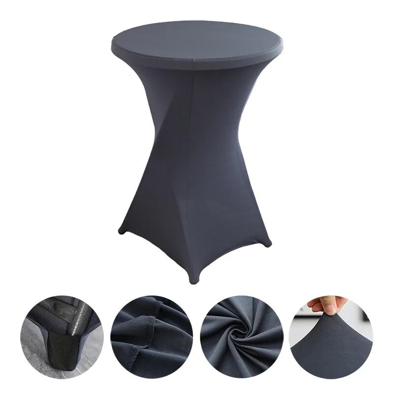 White Stretch Round Cocktail Tablecloth 60-80cm Diameter For Wedding Party Hotel Bar Event