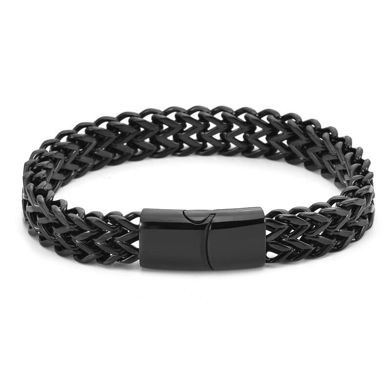 Mens Titanium Steel Bracelet With Dual-Tone Polished Cuban Link Design Hypoallergenic Anti-Tarnish 18K Gold Plated