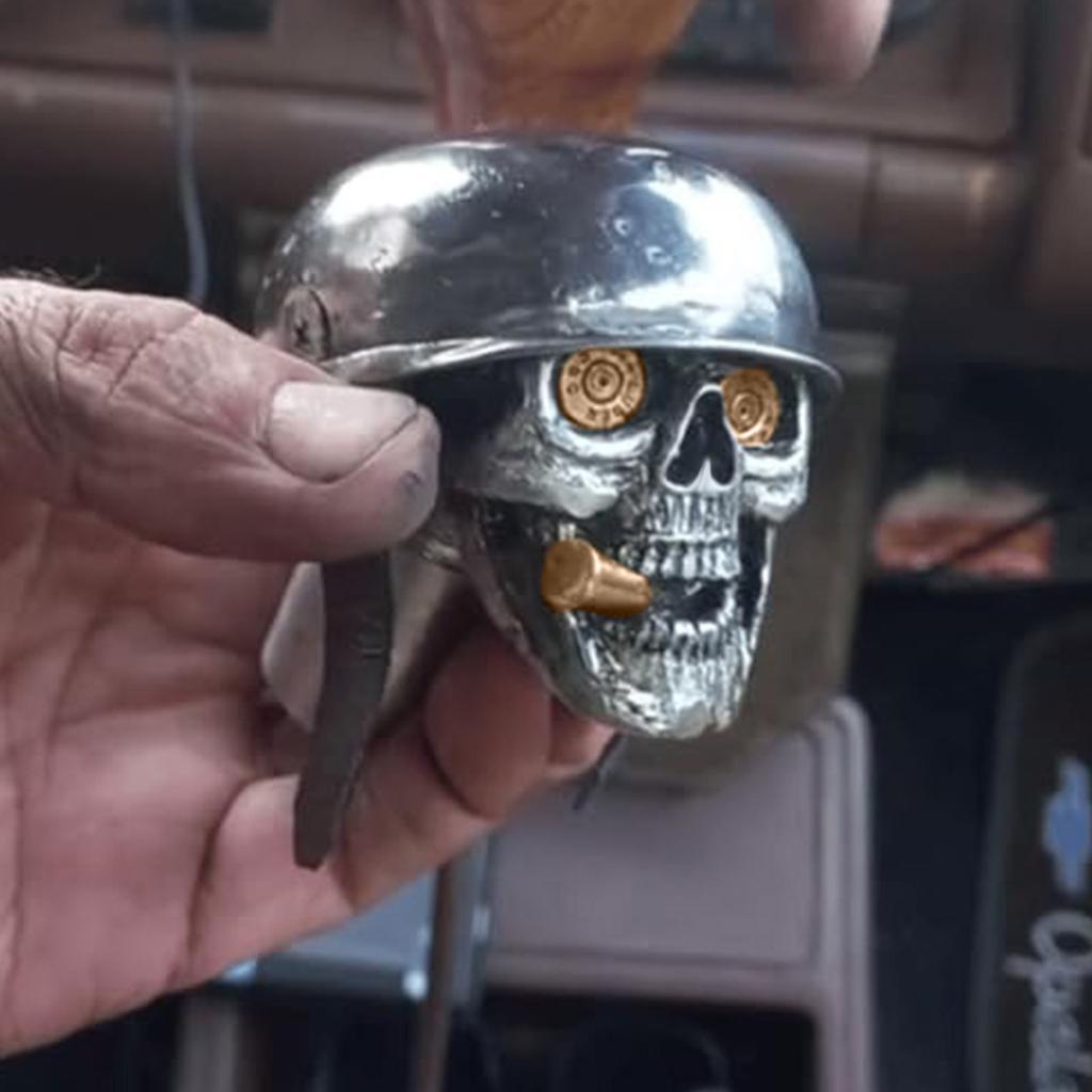 Skulls Soldier Grip - Handcrafted Gear Knob,Sliver Devil Skulls Car Stick Shifter Handle,Skeleton Fit Most Manual Automatic Transmissions