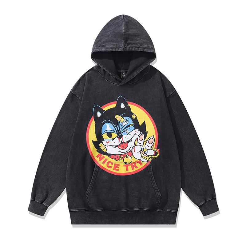 Американский Ретро Жареный Цвет Худи с Капюшоном Billie Цифровая Прямая Печать Стираный Худи из Чистого Хлопка Мужской