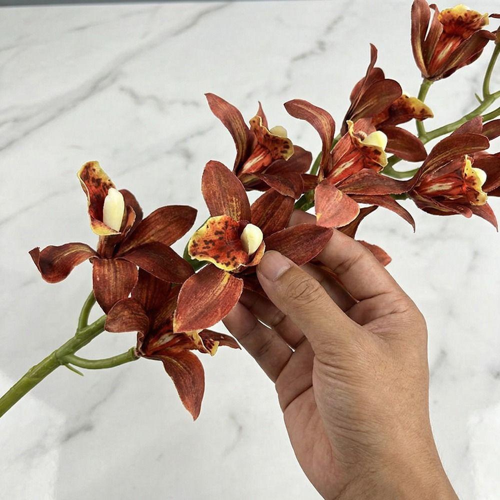 Real Touch Simulation Cymbidiums Handmade Fake Flowers Office Decor
