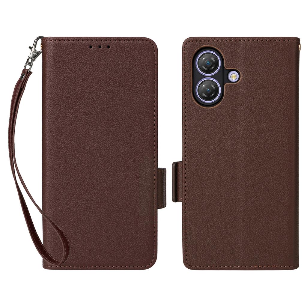 Чехол для Ulefone Note 21 с ремешком на запястье, текстура личи, кошелек из ПУ кожи, чехол для телефона