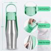 AEE2-Stainless Steel Dog Travel Water Bottle + Drinking Feeder, Leak Proof Green 27Oz
