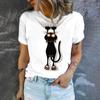 Женская футболка чистого белого цвета с забавным принтом в виде кошек, футболка с юмористическим рисунком, модная футболка для отдыха, летняя футболка с короткими рукавами