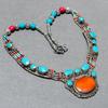 Cabochon Tibetan Nepal Necklace Yellow Coral Turquoise 18 In Jewelry Gift NN 736
