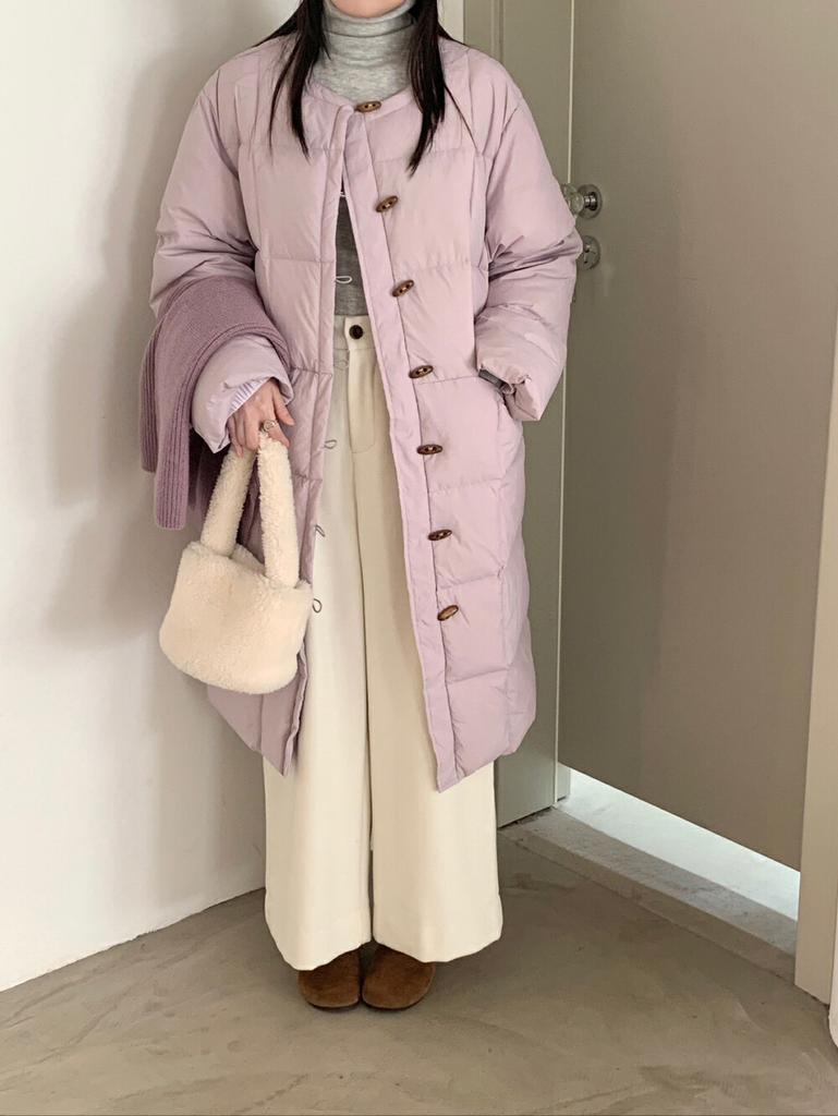 Длинная роговая пряжка пуховик женский 2024 зима новый высококачественный милый свободный теплый пиджак