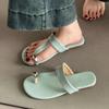 Set of Toe Flip-flops Women's Summer Wear Fashion 2025 Flat Bottom Clip Toe Internet Celebrity Sandals Sandals Beach Shoes Tide