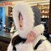 Checkered Plush Pattern Hat Women Winter Ear Protection Outdoor Warmth Cap Gift
