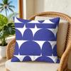 Nordic Style Geometric Blue Pattern Pillow Case Double-Sided Plush Sofa Cushion Covers Organic Breathable Invisible Zipper
