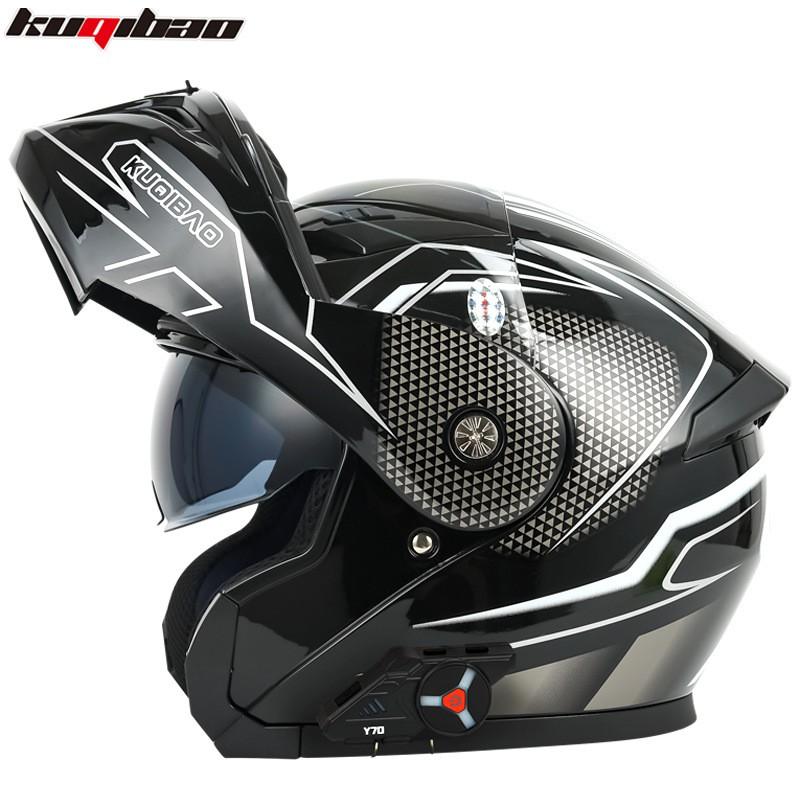 Full Face Motorcycle Helmet With Dual Visor Flip-Up Design Bluetooth Compatible Long Battery Life ABS Material Certified