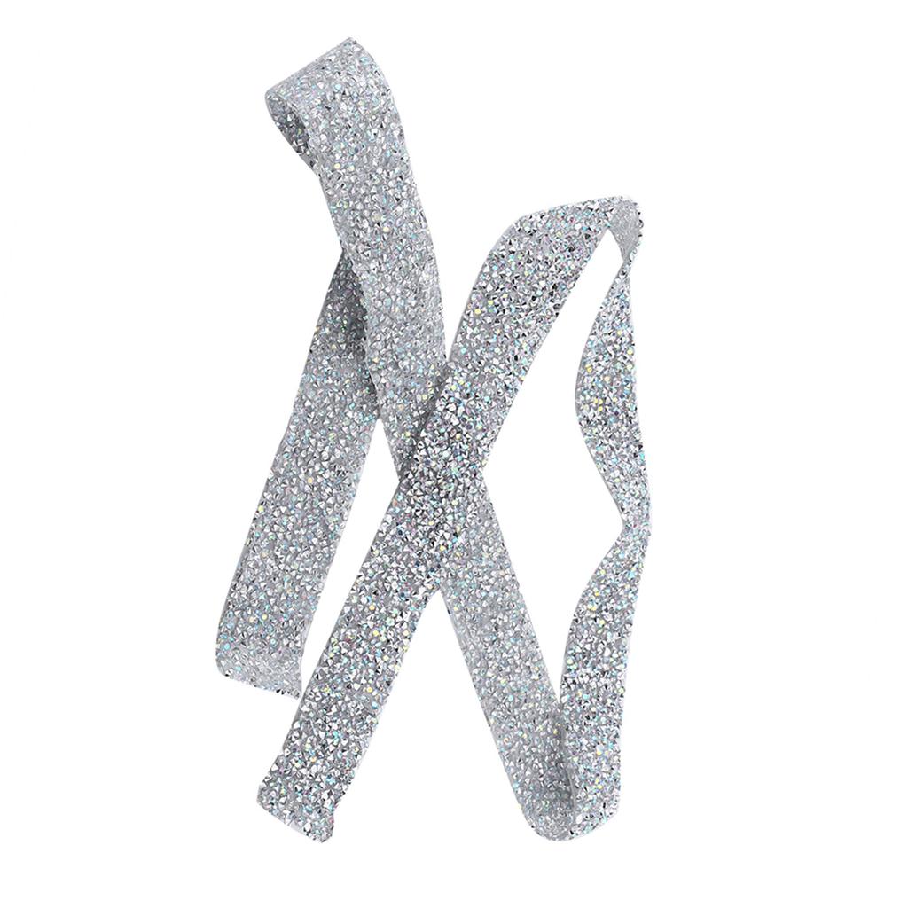 1 Yard 3cm Width Sparkling Back Glue Crystal Rhinestone Decorative Banding Belt AB Color
