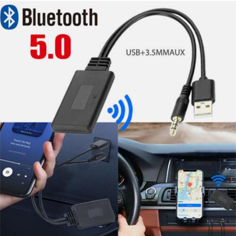 Универсальный автомобильный Bluetooth 5.0 приемник адаптер USB+3,5 мм разъем стерео аудио для автомобиля AUX динамик автомобильный музыкальный аудио приемник адаптер
