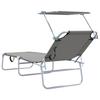Sun Lounger 2 pcs Gray 58 x 188 x 77 cm Polyester