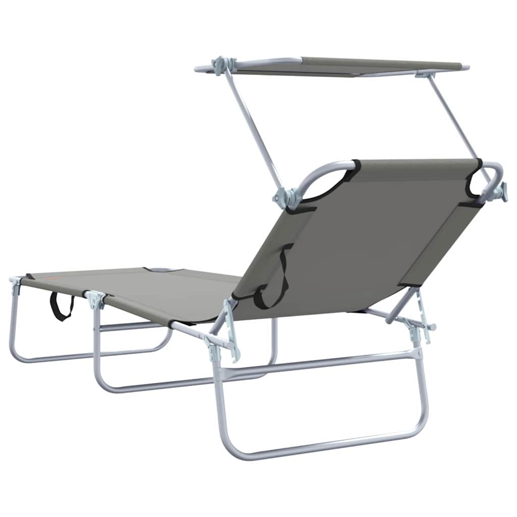 Sun Lounger 2 pcs Gray 58 x 188 x 77 cm Polyester