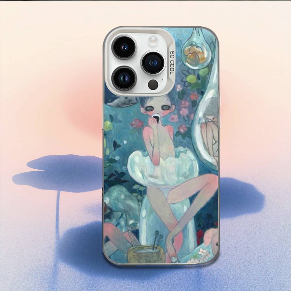 Чехол для телефона с картинами Aya Takano Для iPhone 16,15,14,13,12,11,Mini,Pro,E,MAX Белый Конфетный Матовый Ударопрочный Чехол