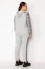 Женский стильный комплект больших размеров под верхом, серый комплект брюк с капюшоном и подробным свитером Garni большого размера