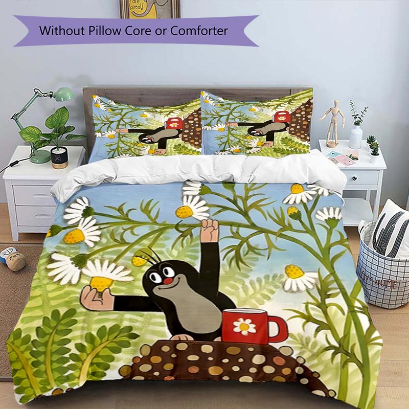 KRTECEK 3pcs Bedding Set Duvet Cover Closure Includes 1 Duvet Cover & 2 Pillowcases for All Seasons Bedroom Home Dorm Decor