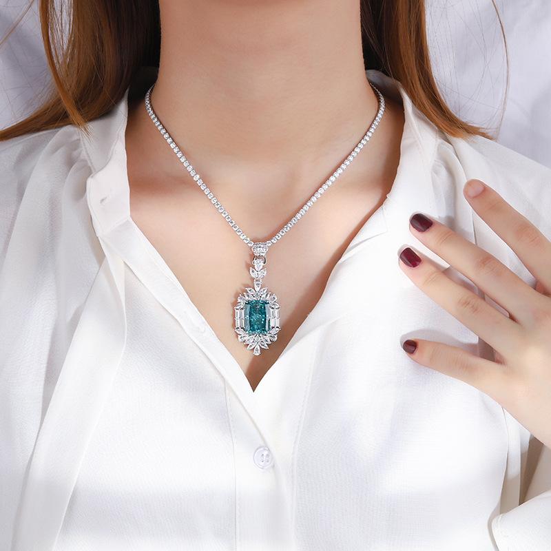 Jewelry Popular High Carbon Diamond Necklace Simulation Mint Yellow Diamond Pendant Pendant Silver