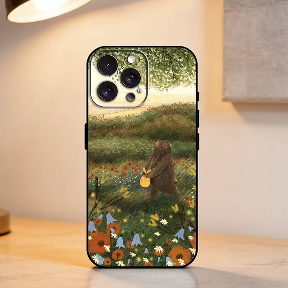 C-Cute Animals and Nature Phone Case For iPhone 17,16,15,14,13,12,11 Plus,Pro Max,XS,Soft Silicone Black Cover