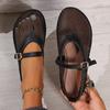 Summer Mesh Hollow Sandals Women Flats Shallow 2024 New Buckle Beach Shoes Comfort Retro Female Flat Shoes