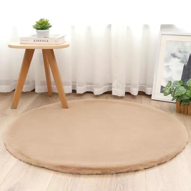 Round Children 'S Carpet Furry Girl Room Non -Slip Floor Mats White Artificial Rabbit Fur Living Room Bedroom Home Decoration Rugs