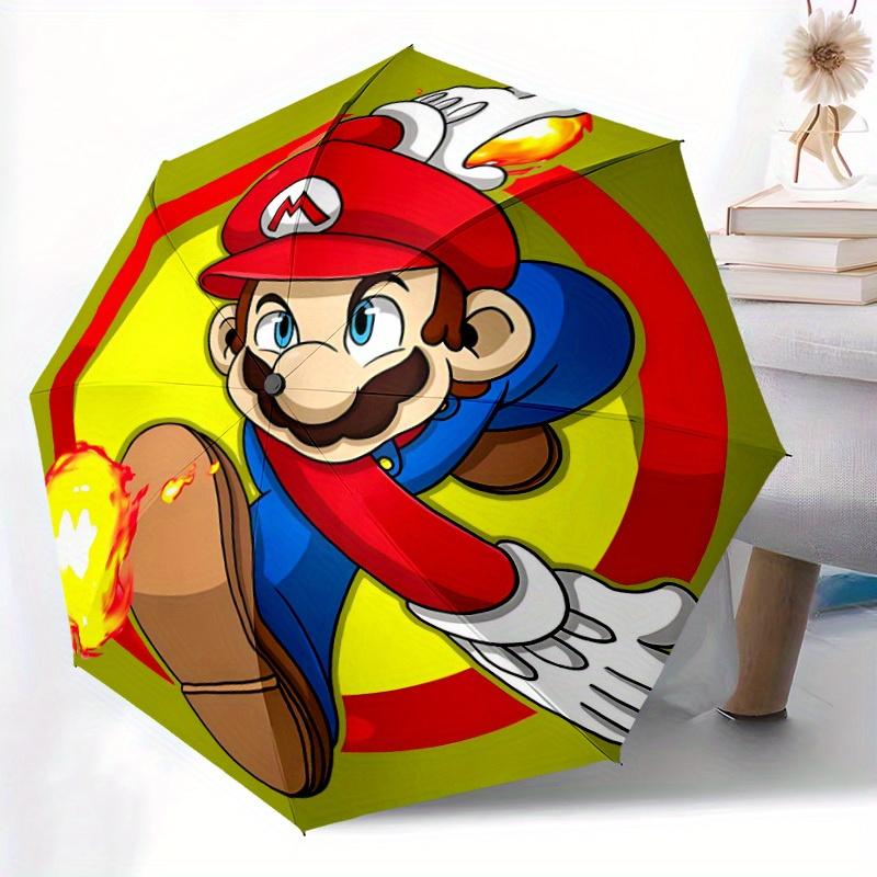 Mario Fireball Automatic Folding Cute Umbrella - Lightweight, Retractable Design with 8-Rib Durability, Perfect for Outdoor Adventures, Fash