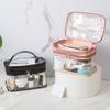 Cosmetic Bag Large Capacity Dry Wet Separation Waterproof Portable Handle Clear Visible Zipper Travel Toiletry Makeup Pouch Travelling Use