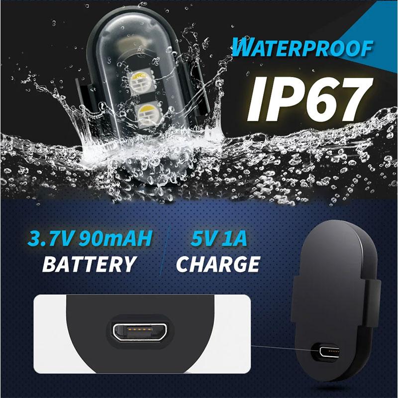 RGB светодиодный авиационный стробоскопический светильник с дистанционным управлением, беспроводной мотоциклетный фонарик, предупреждающие огни для самолета, вертолета, велосипеда, автомобиля