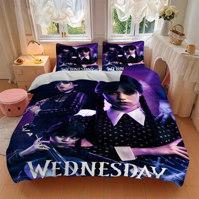 Wednesday Addams Series Print 3Pcs Bedding Setduvet Cover With 2 Bedropillowcase Home Birthday Gift