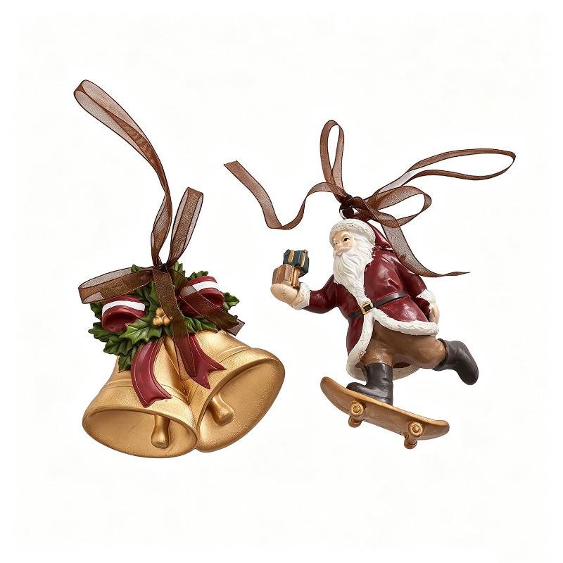 New Christmas Ornaments High-end three-dimensional retro resin old man gift bag bell pendant Christmas tree pendant