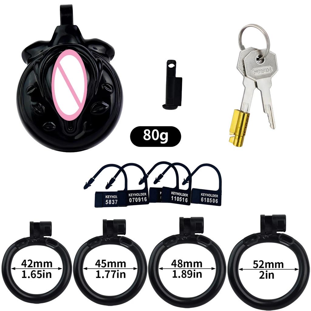 4 цвета Сисси Киска Пояс Верности Набор Легкий Мужской Микро Половой Губы Петух Клетка С 4 Размерами Колец Для Пениса SM Секс Игрушки Для Мужчин Геев