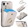 For iPhone 16e Case Card Holder Ring Kickstand TPU+PU Leather Phone Cover with Long Strap