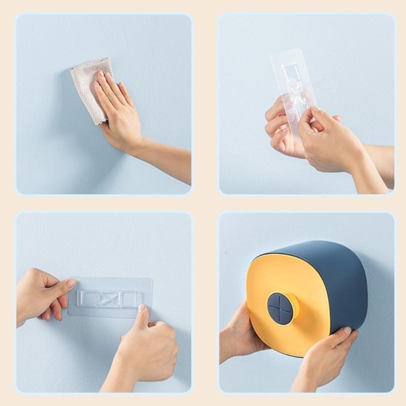 Nordic Adhesive Toilet Paper Roll Holder Wall Mounted Waterproof Tissue Storage Box Bathroom Face Towel